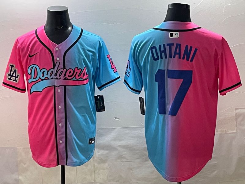 Men Los Angeles Dodgers #17 Ohtani Blue pink Game 2025 Nike MLB Jersey style 0018